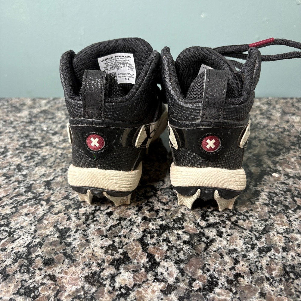 Under Armour Harper 7 Mid RM Baseball Cleats Kids 12K Black White 6000725-001 - Picture 3 of 6